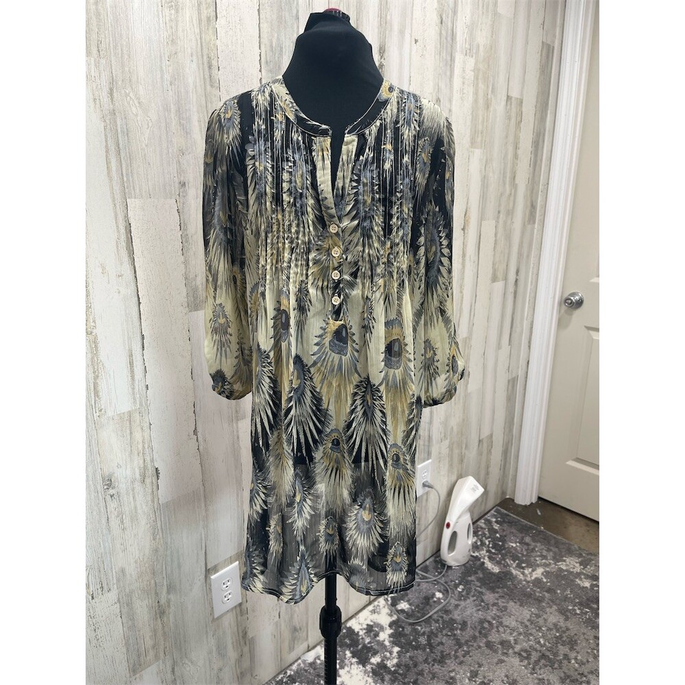 Kylee Boho Tunic Womens Size L Multicolor Sheer Floral sku720